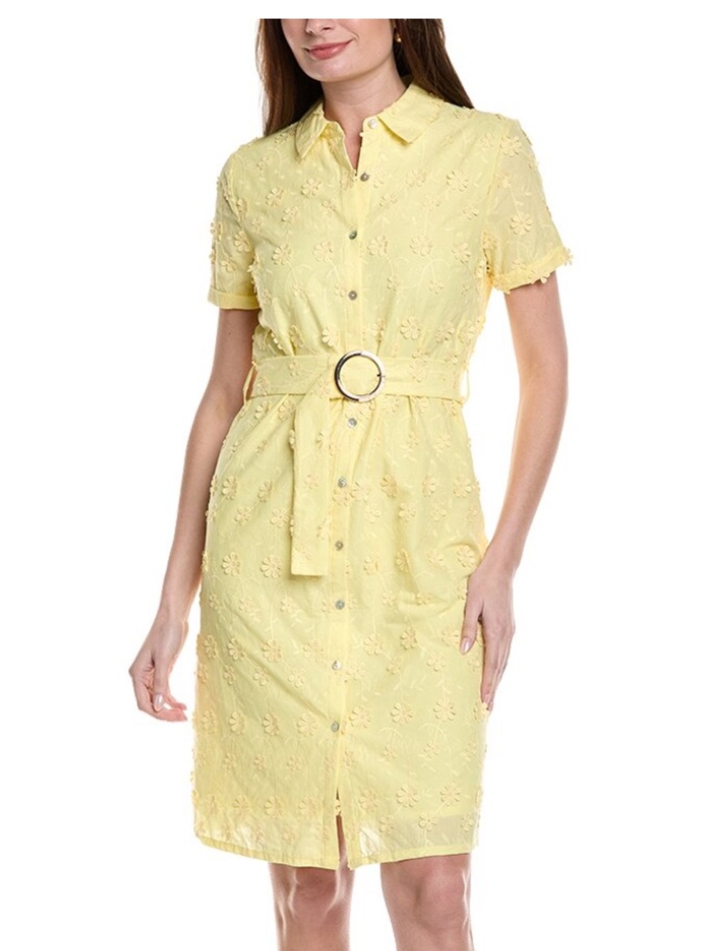 Eyelet Shirt Dress with Ring Belt
